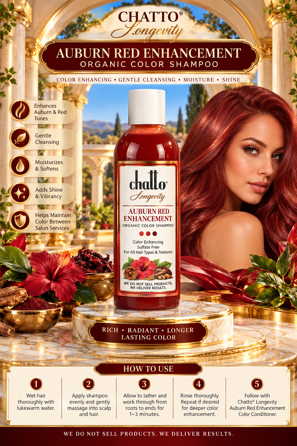 CHATTO® Longevity Auburn Red Enhancement Organic Color Shampoo