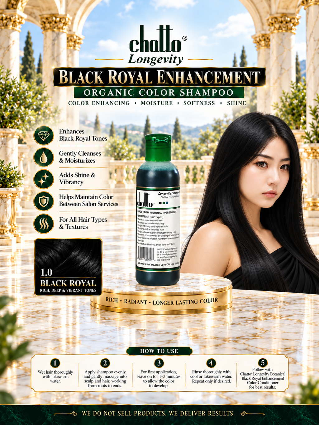CHATTO® Longevity Black Royal Enhancement Organic Color Shampoo