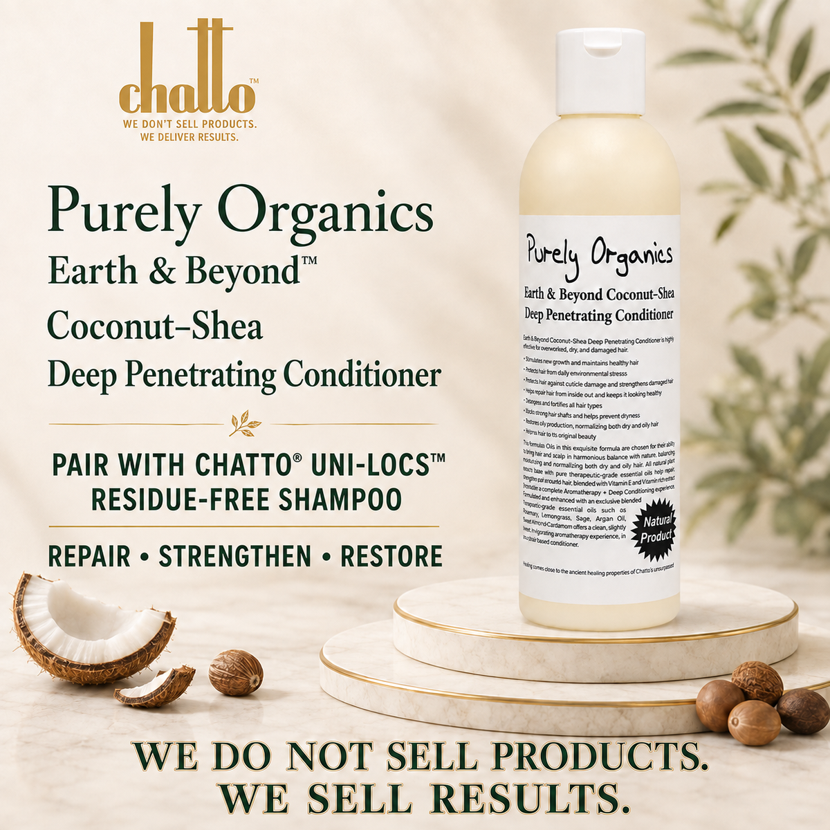UNI-LOCS DAMAGED CONTROL; Purely Organics Earth Beyond Coconut–Shea Deep Penetrating Conditioner, view 2