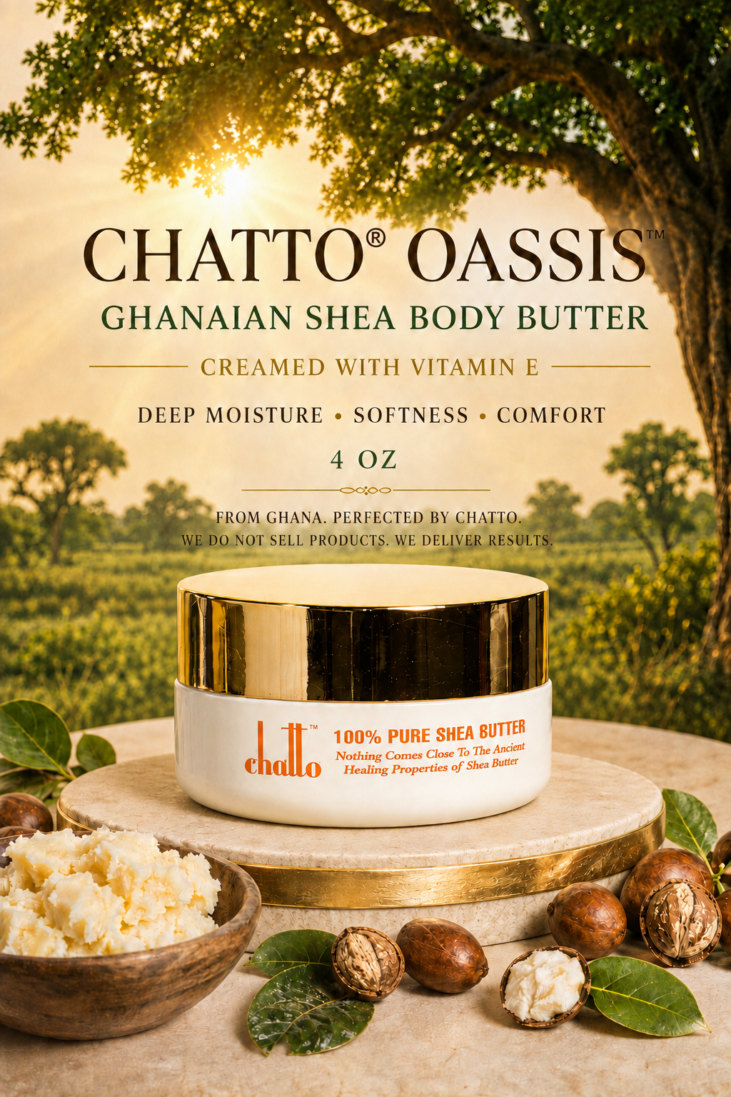 CHATTO® OASSIS™ Creamy Ghanaian Shea Body Butter with Vitamin E 4 OZ