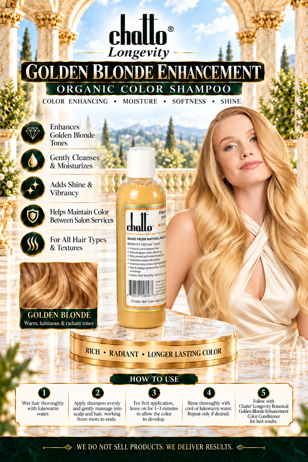 CHATTO® Longevity Golden Blonde Enhancement Organic Color Shampoo