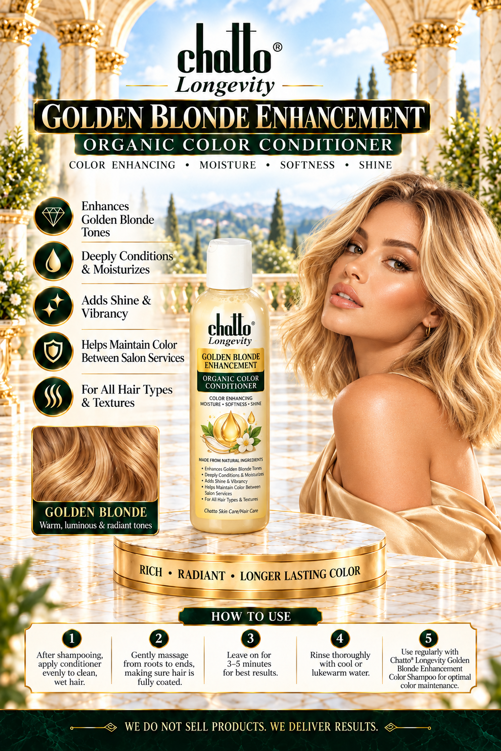CHATTO® Longevity Golden Blonde Enhancement Organic Color Conditioner, view 5