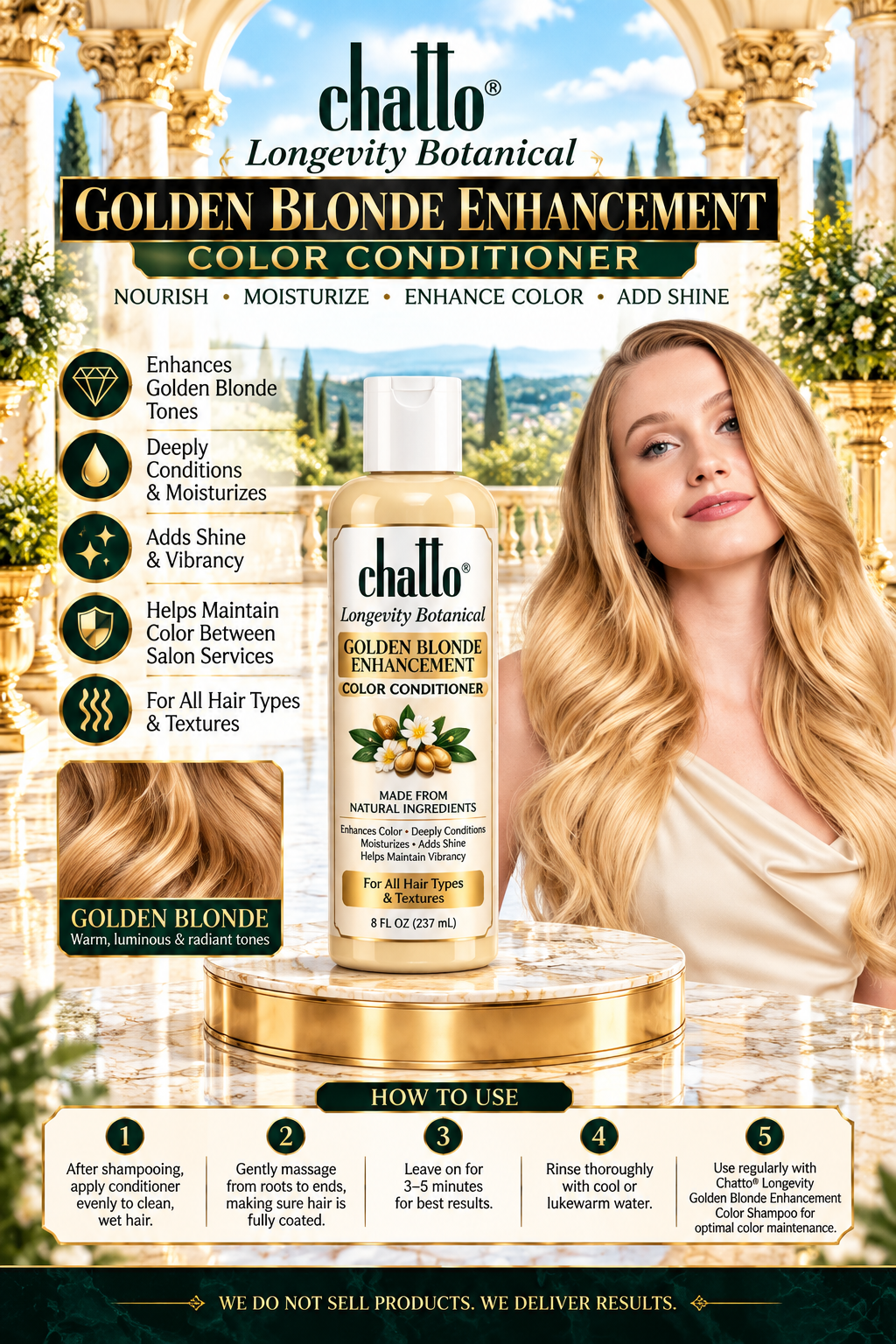 CHATTO® Longevity Golden Blonde Enhancement Organic Color Conditioner, view 2