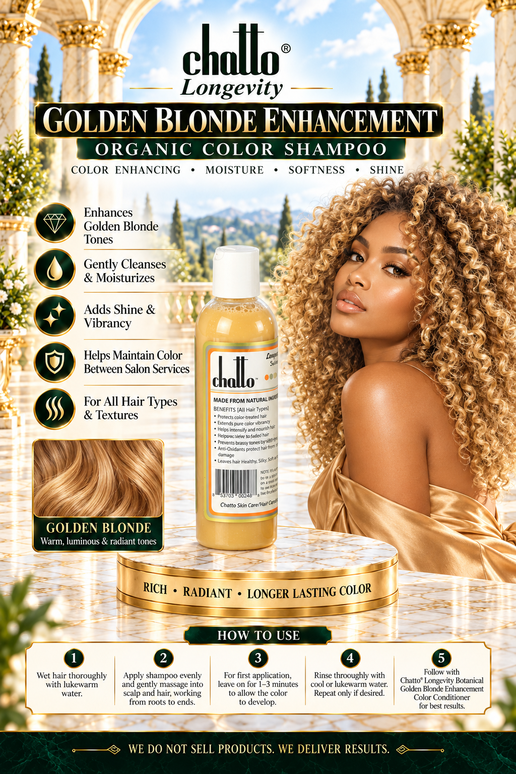 CHATTO® Longevity Golden Blonde Enhancement Organic Color Shampoo, view 2