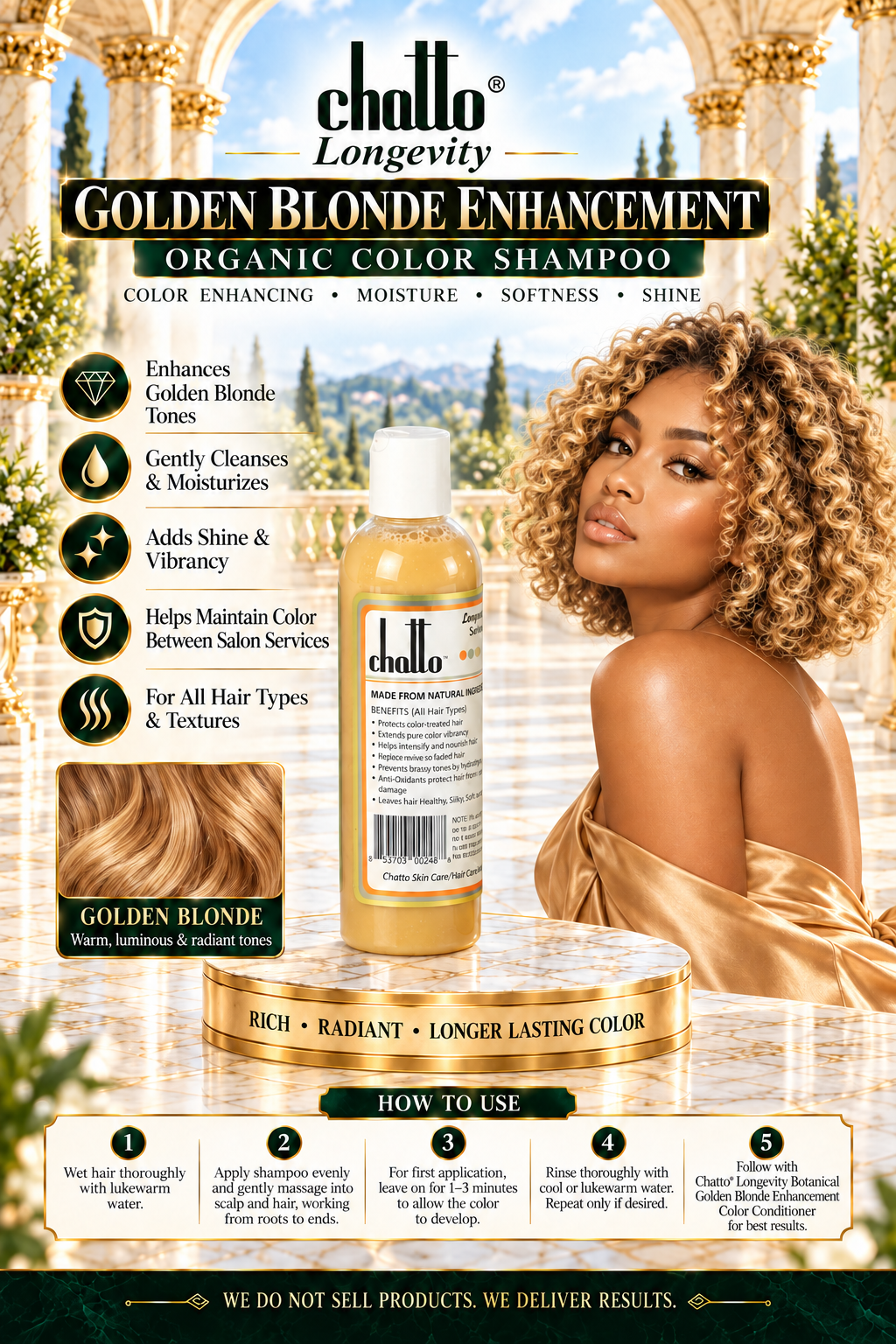 CHATTO® Longevity Golden Blonde Enhancement Organic Color Shampoo, view 4