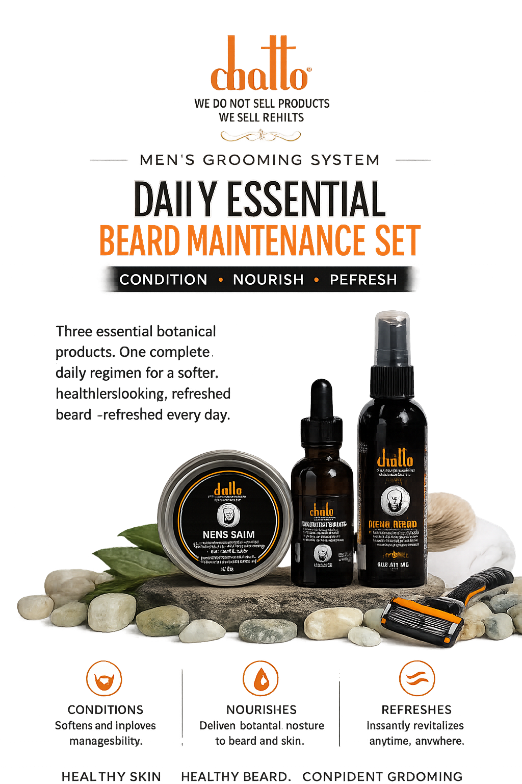 CHATTO® Men's Grooming System.Daily Essential Beard Maintenance Set