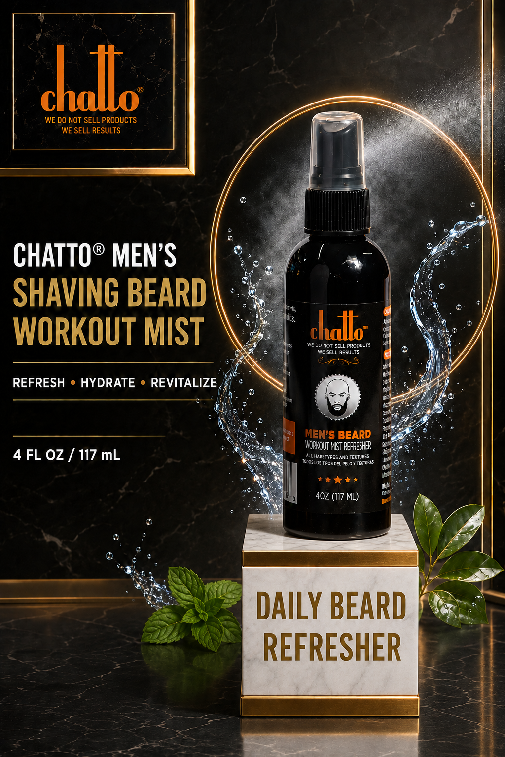 Chatto® Men's Shaving Beard Workout Mist, view 4