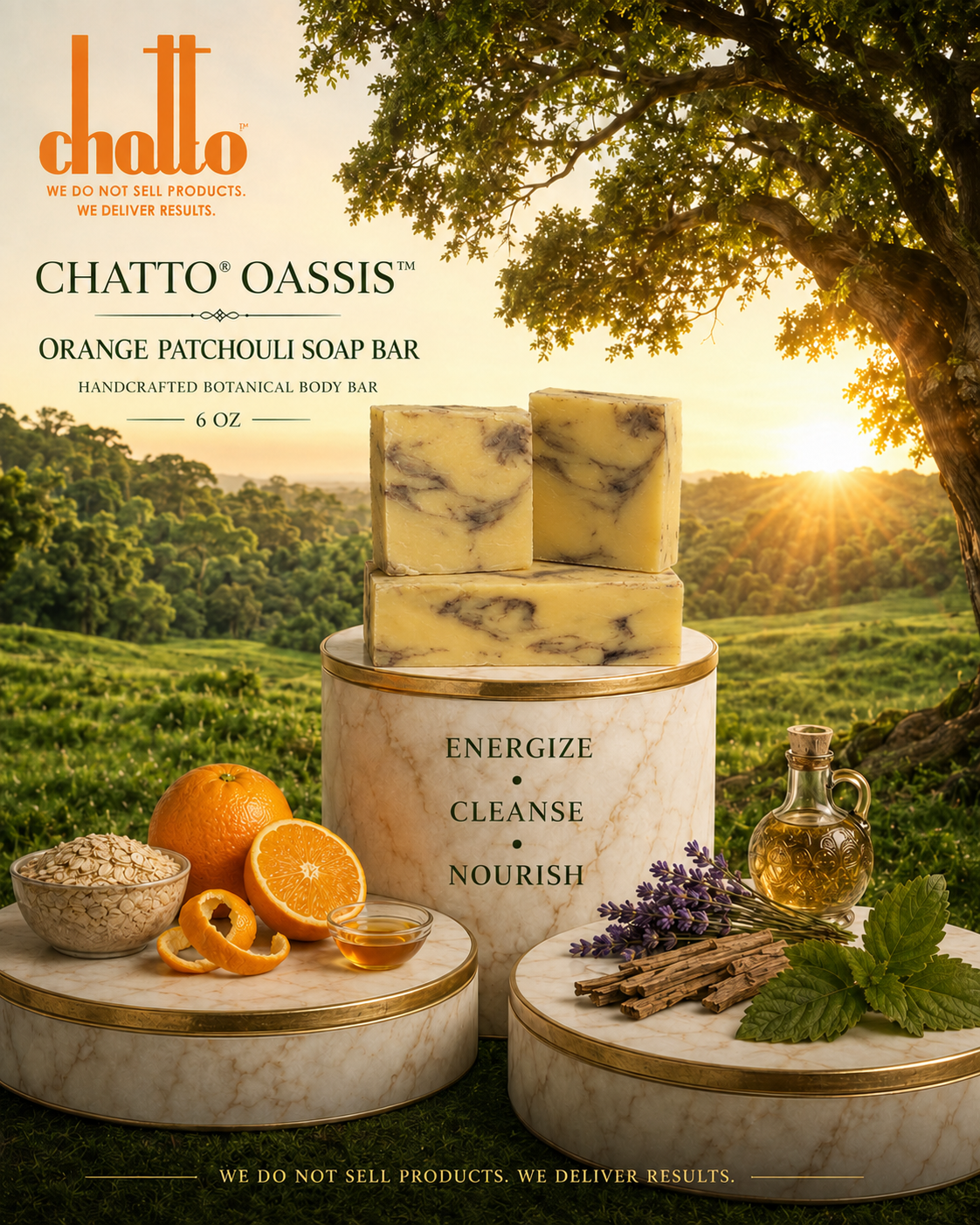 CHATTO® Orange, Patchouli + Cedarwood Botanical Body Bar (ENERGIZE • CLEANSE And NOURISH)