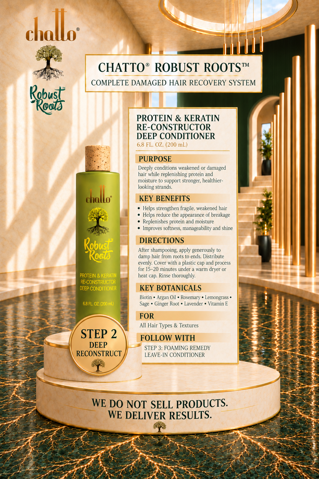 Chatto® ROBUST ROOTS™ COMPLETE DAMEGED HAIR PROTEIN KERATIN RE- CONSTRUCTOR
