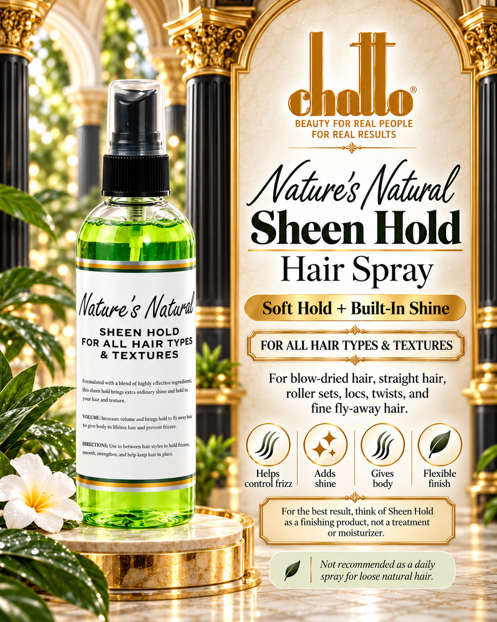Chatto® Nature's Natural Sheen Hold Hair Spray, view 3