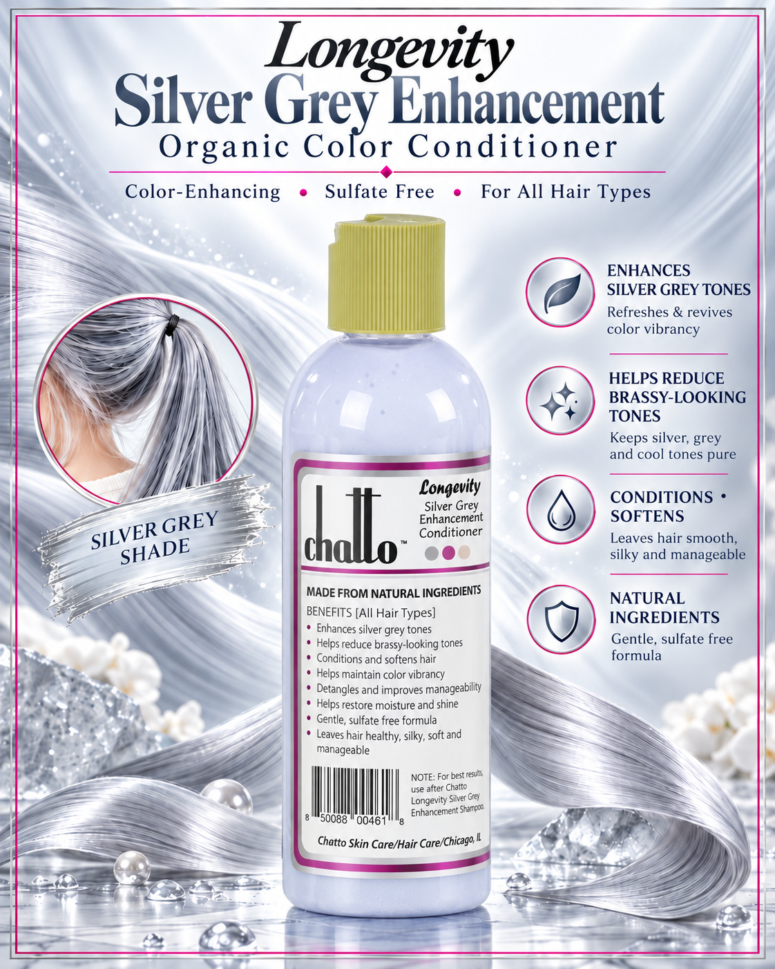 Longevity Botanical Silver Grey Enhancement Color Conditioner