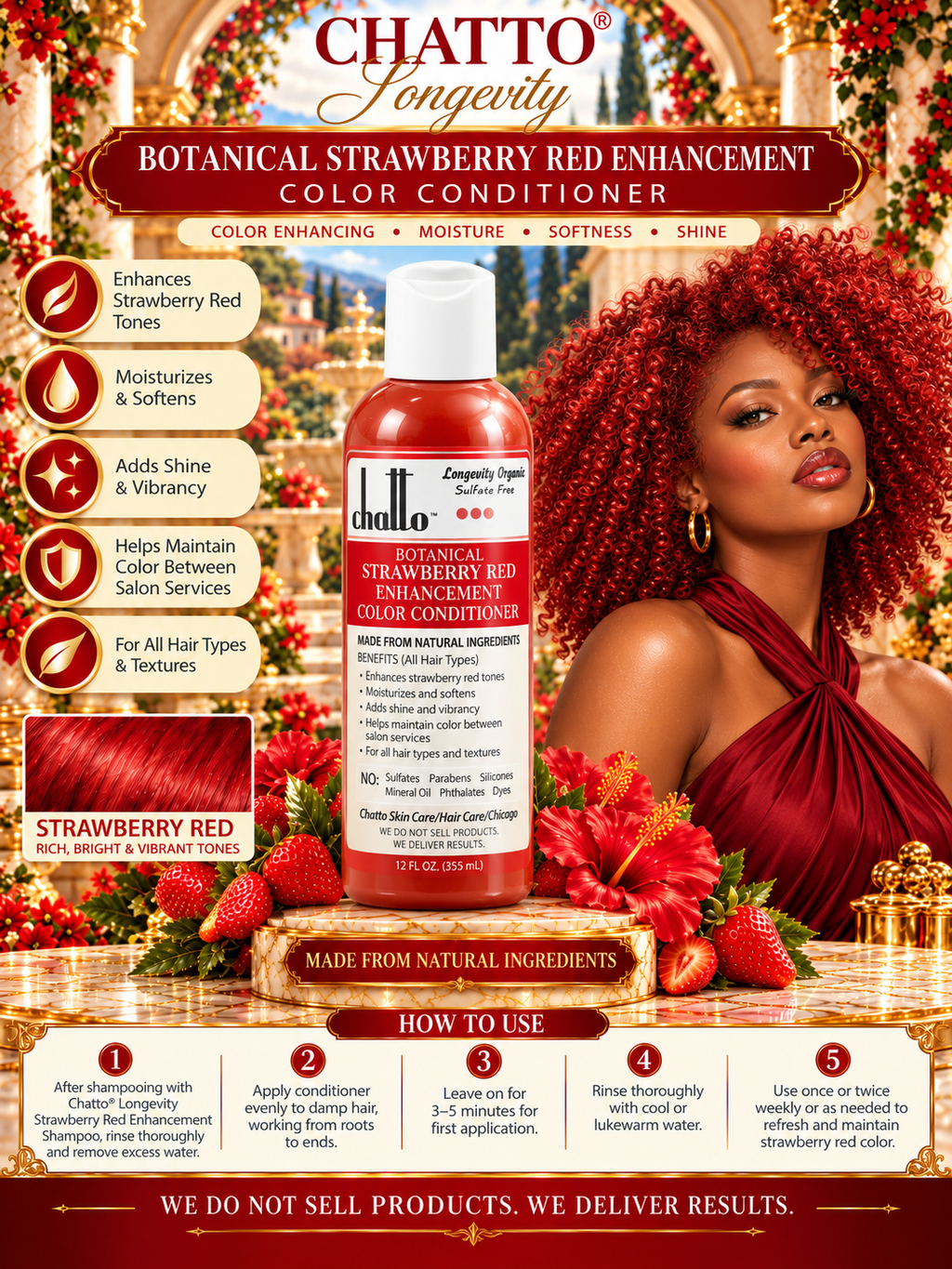 CHATTO® Longevity Botanical Strawberry Red Enhancement Color Conditioner