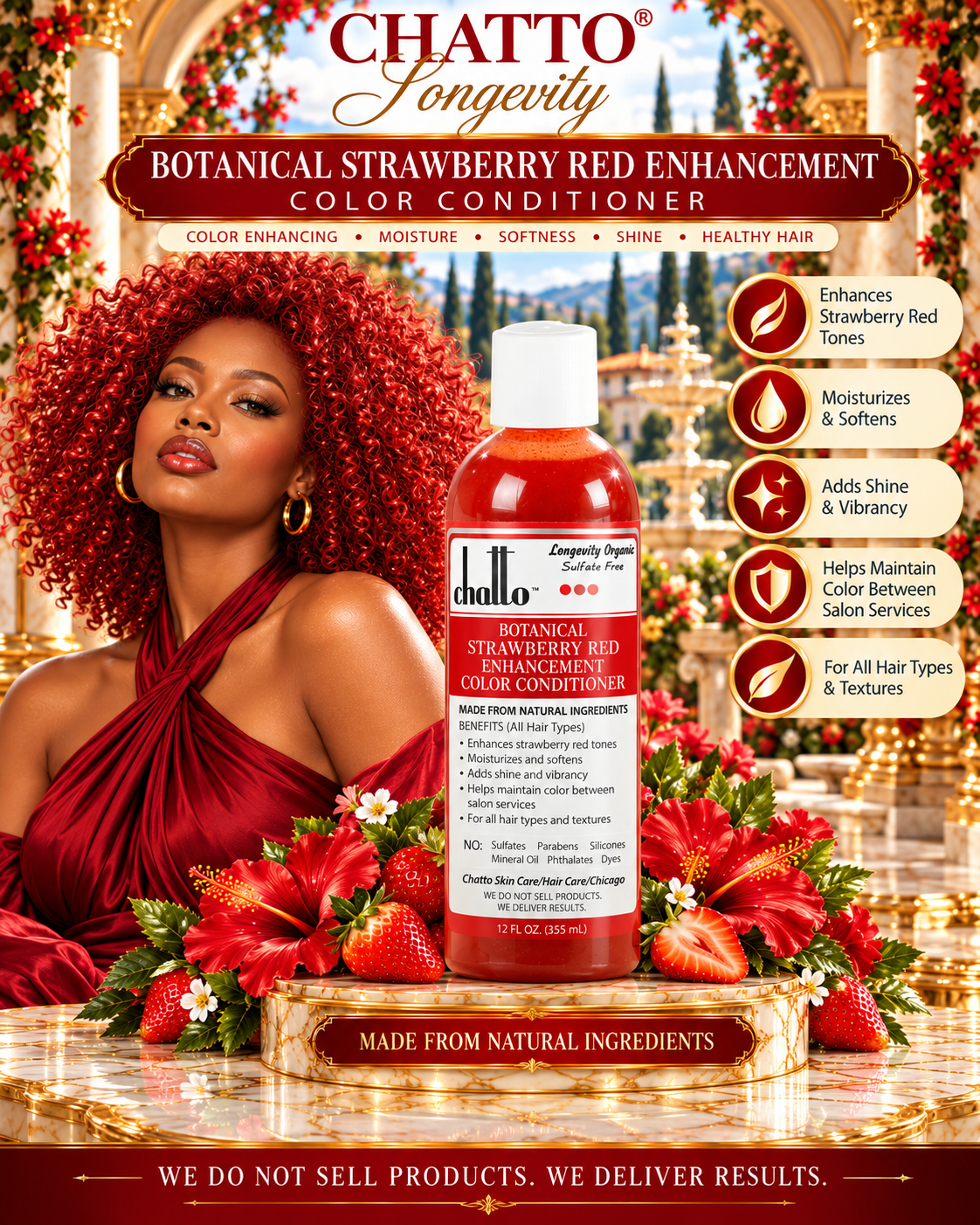 CHATTO® Longevity Botanical Strawberry Red Enhancement Color Conditioner, view 4