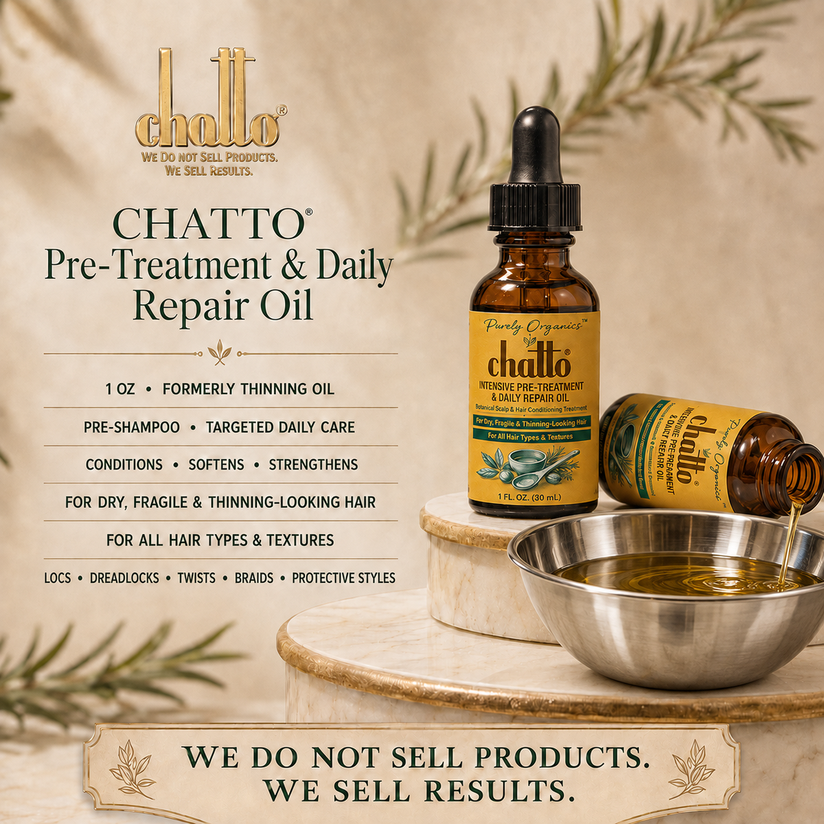 CHATTO® Purely Organics™ Intensive Pre-Treatment, Daily Repair Oil, view 2